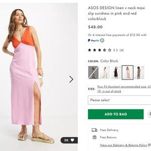 Linen Color Block V Neck Max Dress